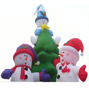 inflatable christmas tree and snowman